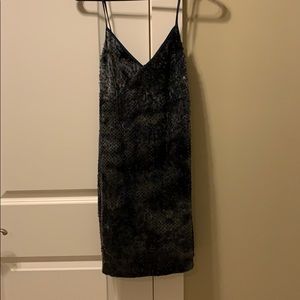 Zara navy blue sequin velvet cocktail dress
